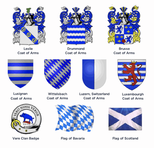 Blue and white-themed coats of arms
