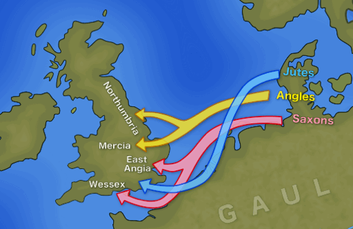 Migration of Jutes, Angles and Saxons to Britannia